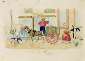 Die Schönheiten der Straßenbewässerung, New York City, 1856